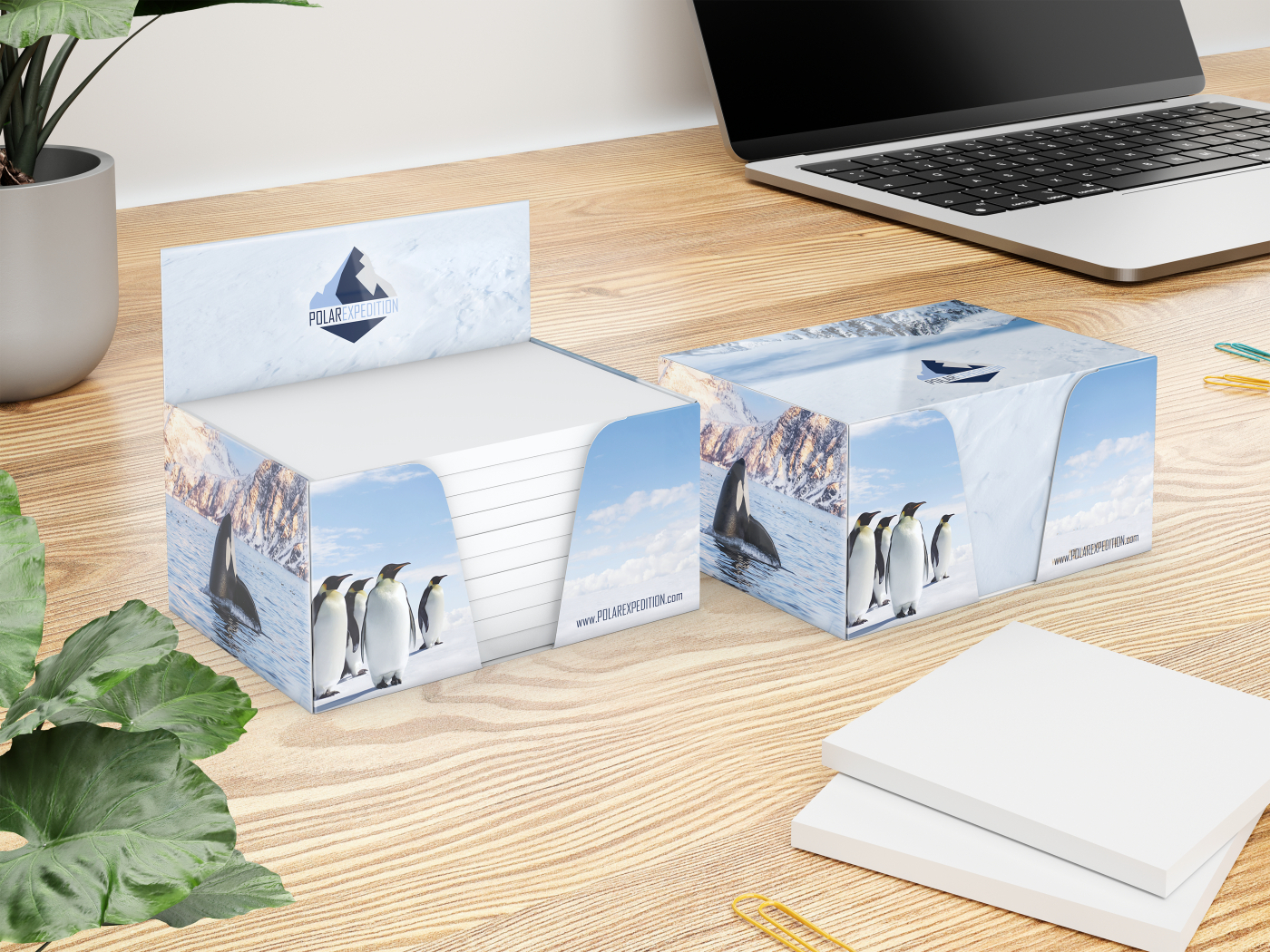 Haftnotiz-Box Pop-Up-Box Haftnotizblöcke weiß Karton-Box individuell bedruckt, 100 × 72 mm, Blattanzahl 500, Haftzettel-Gestaltung weiß