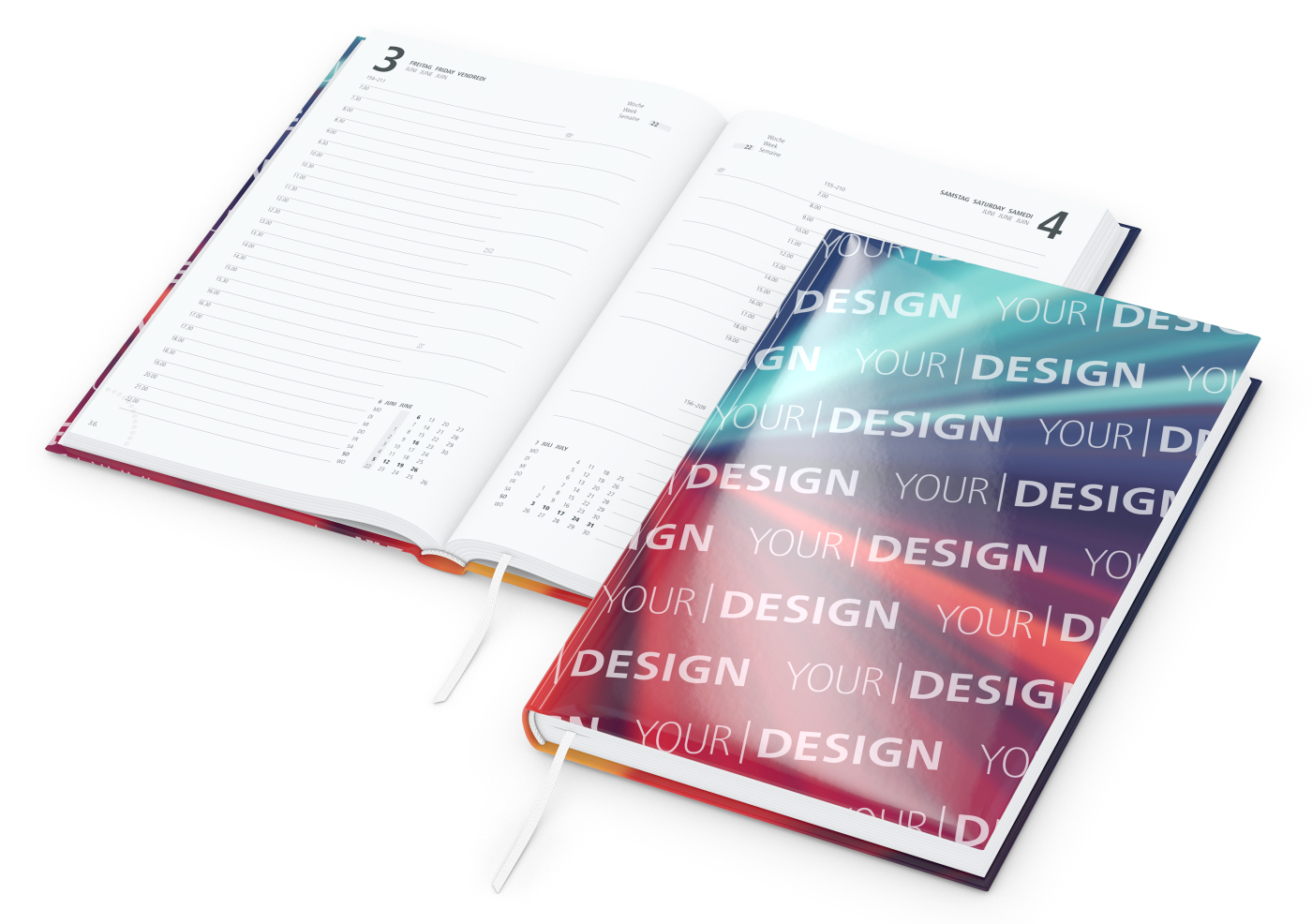 Tageskalender Advance Mo.–So. je 1 Seite Papier-Hardcover, Einband-Oberfläche glänzend