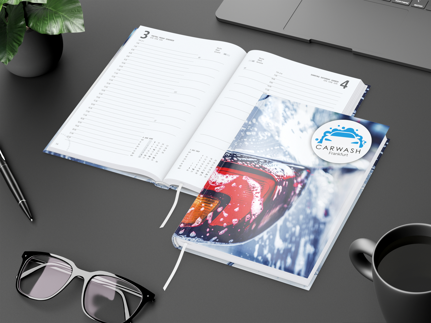 Tageskalender Advance Mo.–So. je 1 Seite Papier-Hardcover, Einband-Oberfläche glänzend