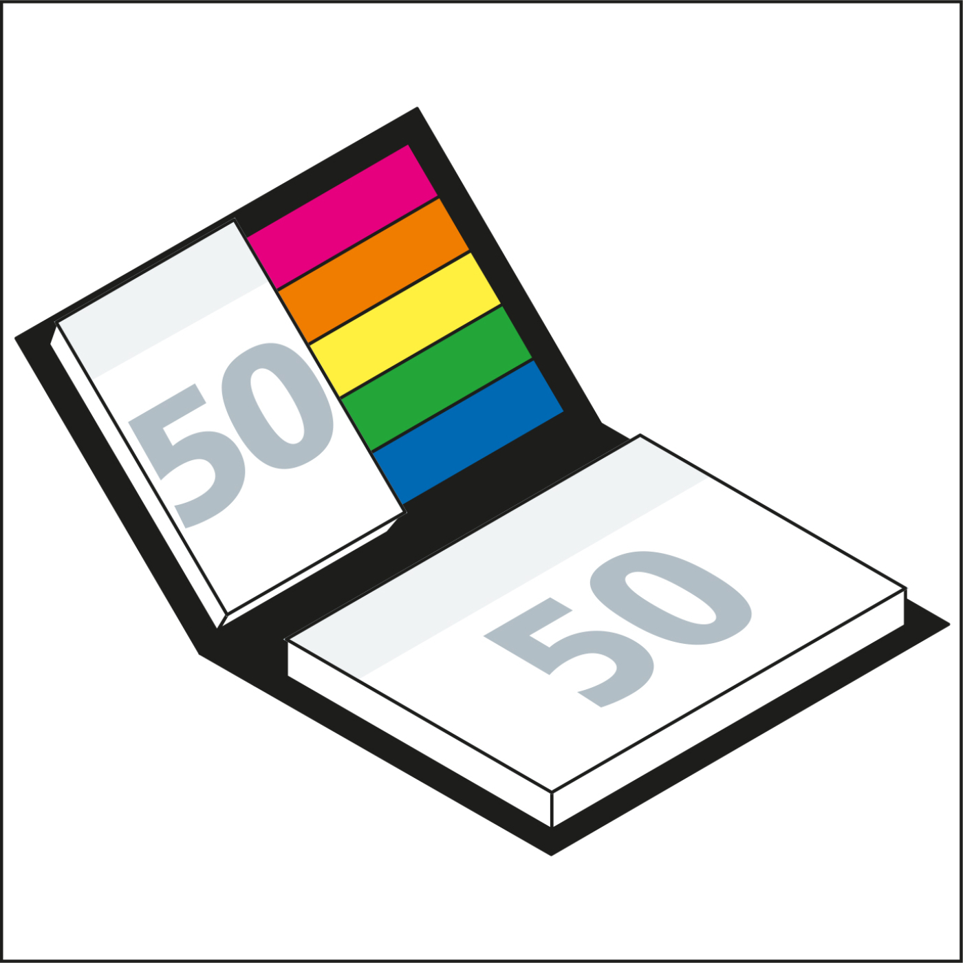 Haftnotiz-Set London Innenteil schwarz 50/50 Haftzettel, Haftzettel-Gestaltung weiß, Umschlag-Oberfläche matt