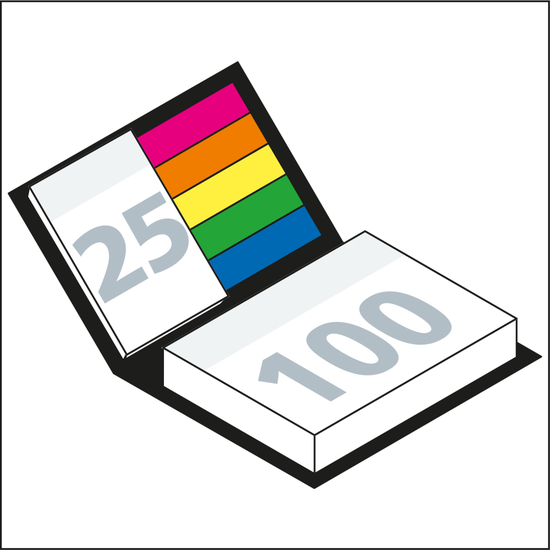 Haftnotiz-Set Wien Innenteil schwarz 100/25 Haftzettel, Haftzettel-Gestaltung weiß, Umschlag-Oberfläche glänzend