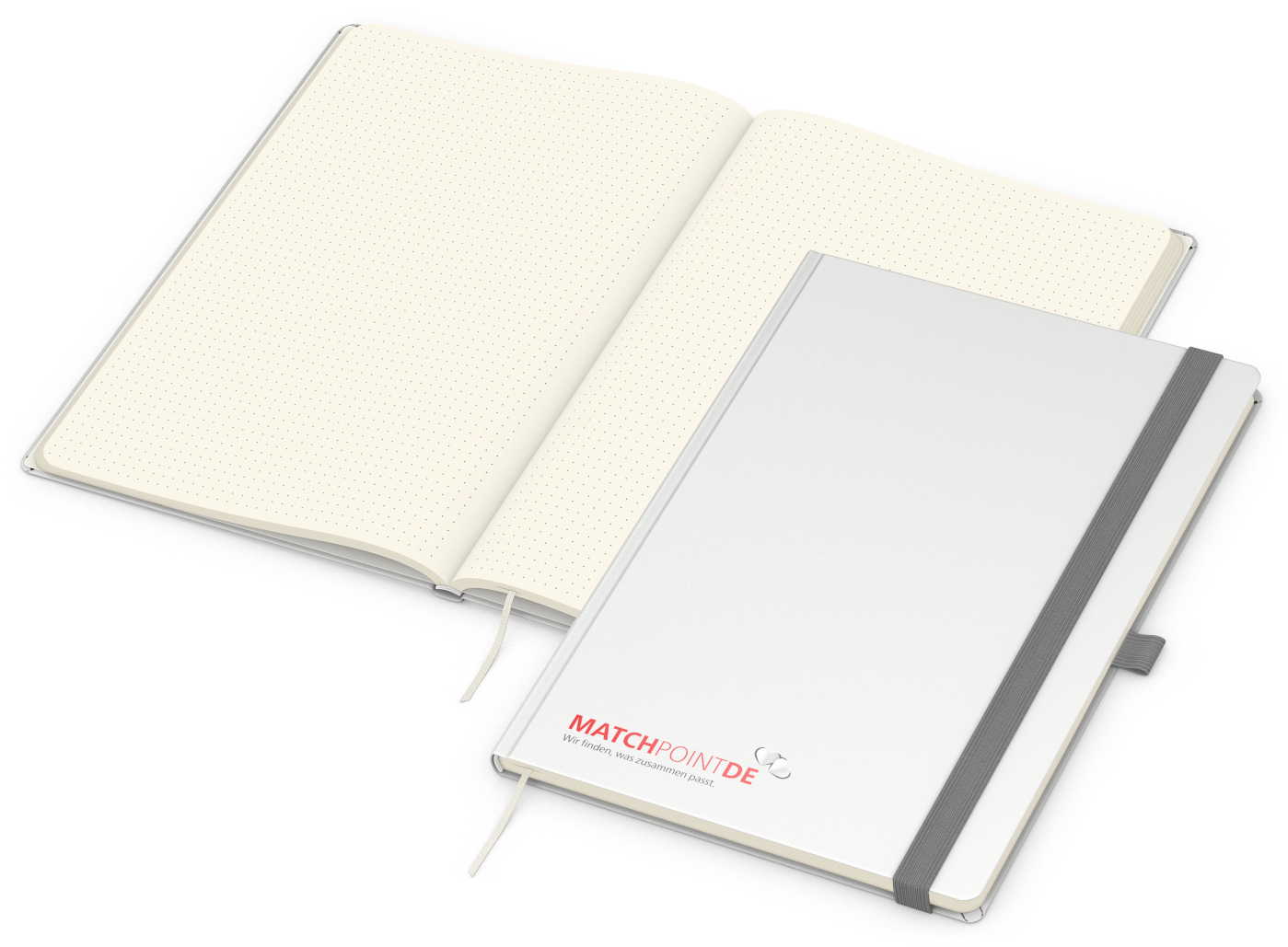 Notizbuch Vision-Book Kunstleder-Hardcover matt-farbig, DIN A4, Papierfarbe/Lineatur Cremefarben/Punktraster, Siebdruck-Digital inkl.