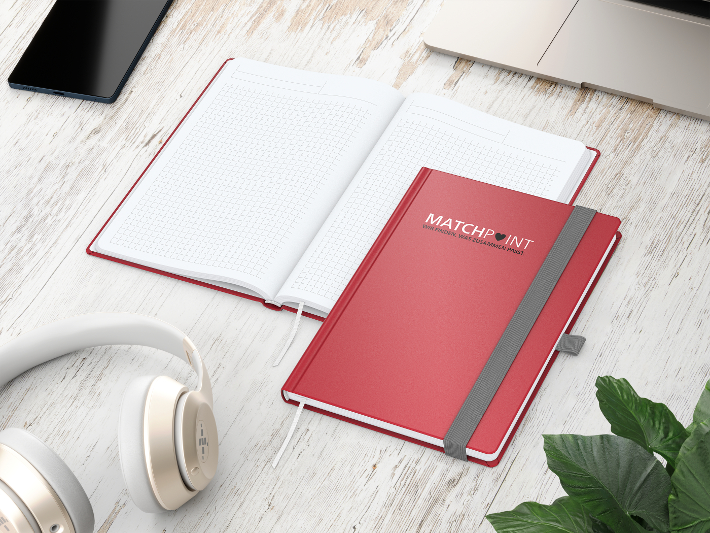 Notizbuch Vision-Book EXPRESS Kunstleder-Hardcover matt-farbig, DIN A5, Papierfarbe/Lineatur Hochweiß/Winkelkaro