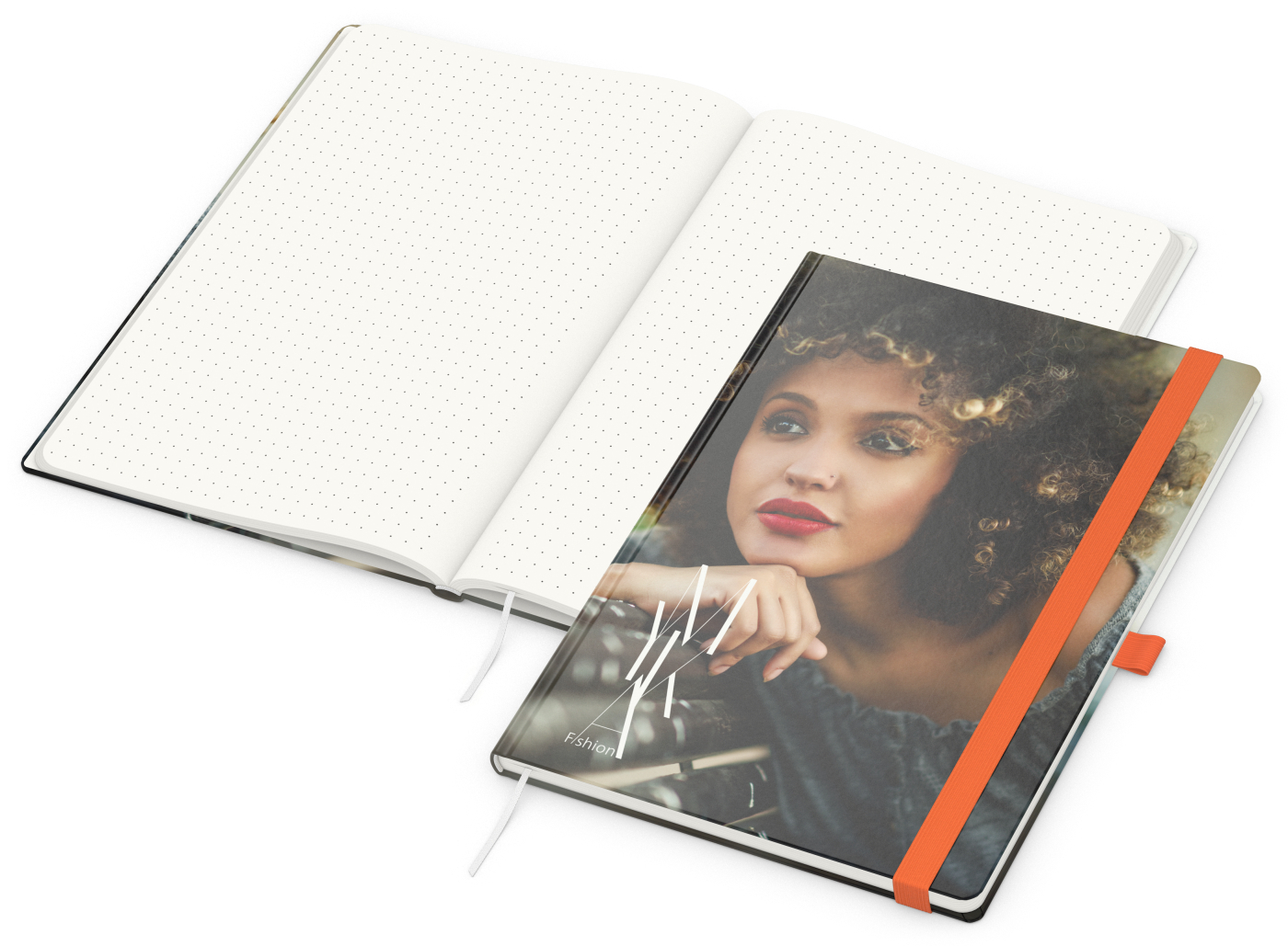 Notizbuch Match-Book RECYCLING Hardcover individuell bedruckt, DIN A4, Lineatur Punktraster, Einband-Material recyceltes Naturpapier