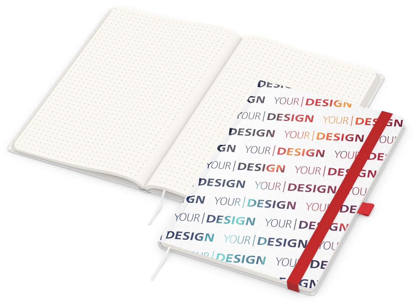 Notizbuch Match-Book RECYCLING Hardcover individuell bedruckt, DIN A4, Lineatur Punktraster, Einband-Material recyceltes Naturpapier