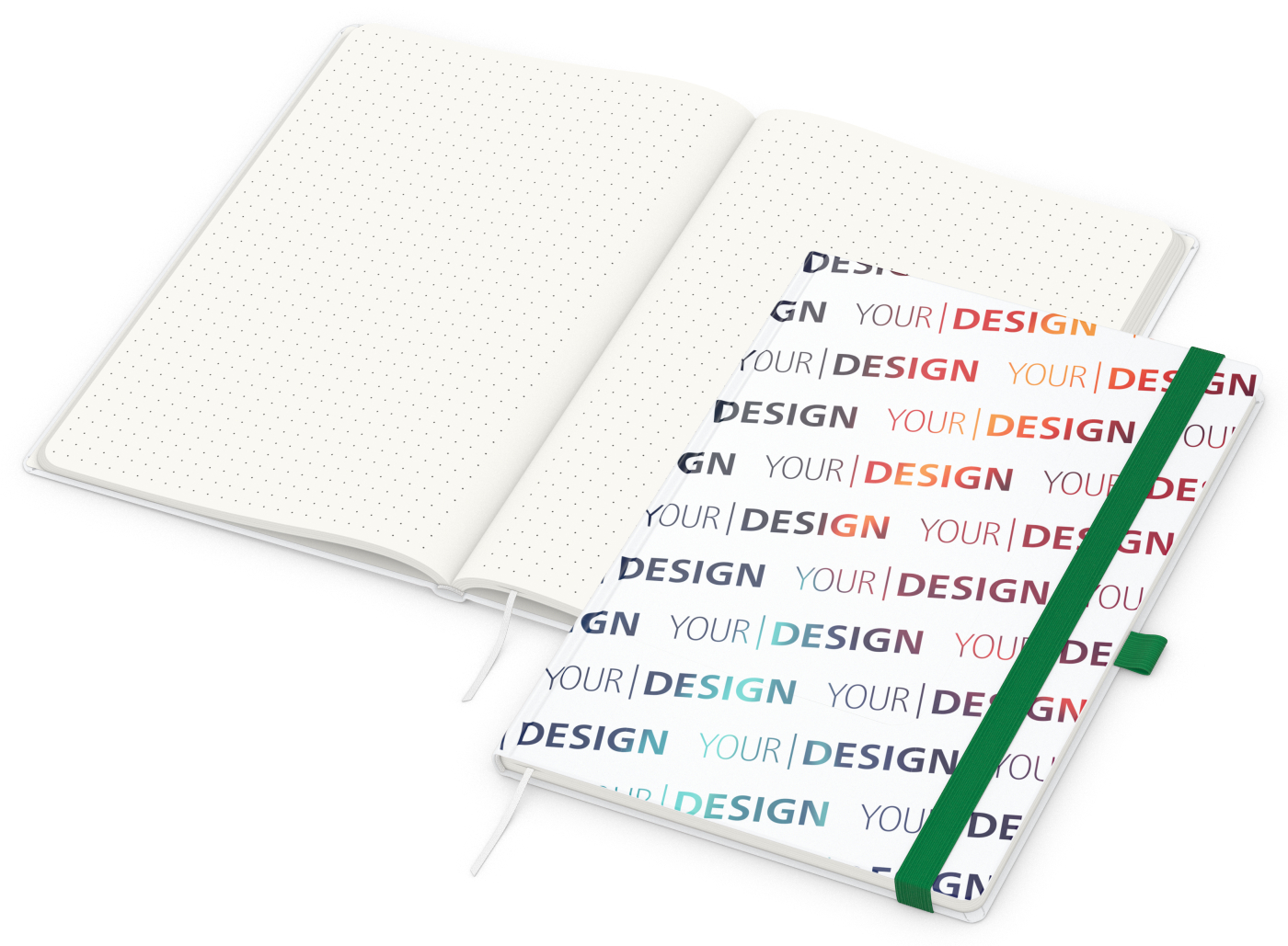 Notizbuch Match-Book RECYCLING Hardcover individuell bedruckt, DIN A4, Lineatur Punktraster, Einband-Material recyceltes Papier matt