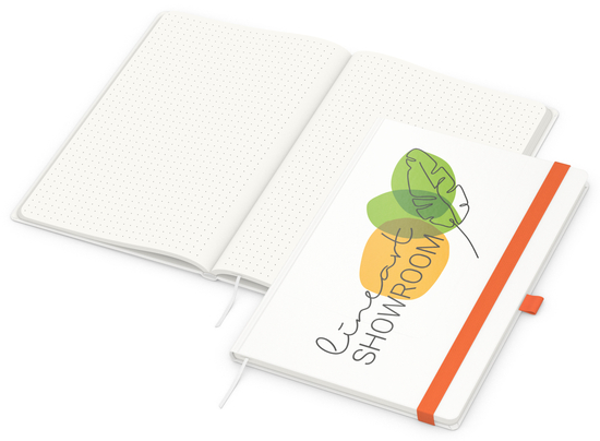 Notizbuch Match-Book RECYCLING Hardcover individuell bedruckt, DIN A4, Lineatur Punktraster, Einband-Material recyceltes Papier matt