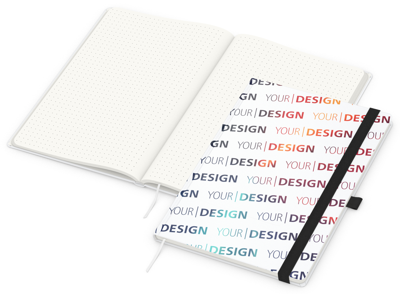 Notizbuch Match-Book RECYCLING Hardcover individuell bedruckt, DIN A4, Lineatur Punktraster, Einband-Material recyceltes Papier matt