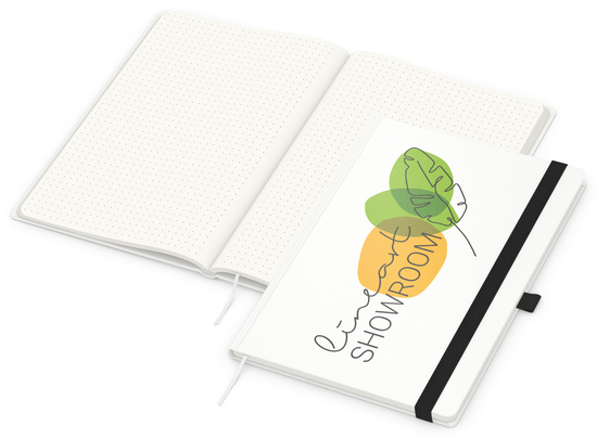 Notizbuch Match-Book RECYCLING Hardcover individuell bedruckt, DIN A4, Lineatur Punktraster, Einband-Material recyceltes Papier matt
