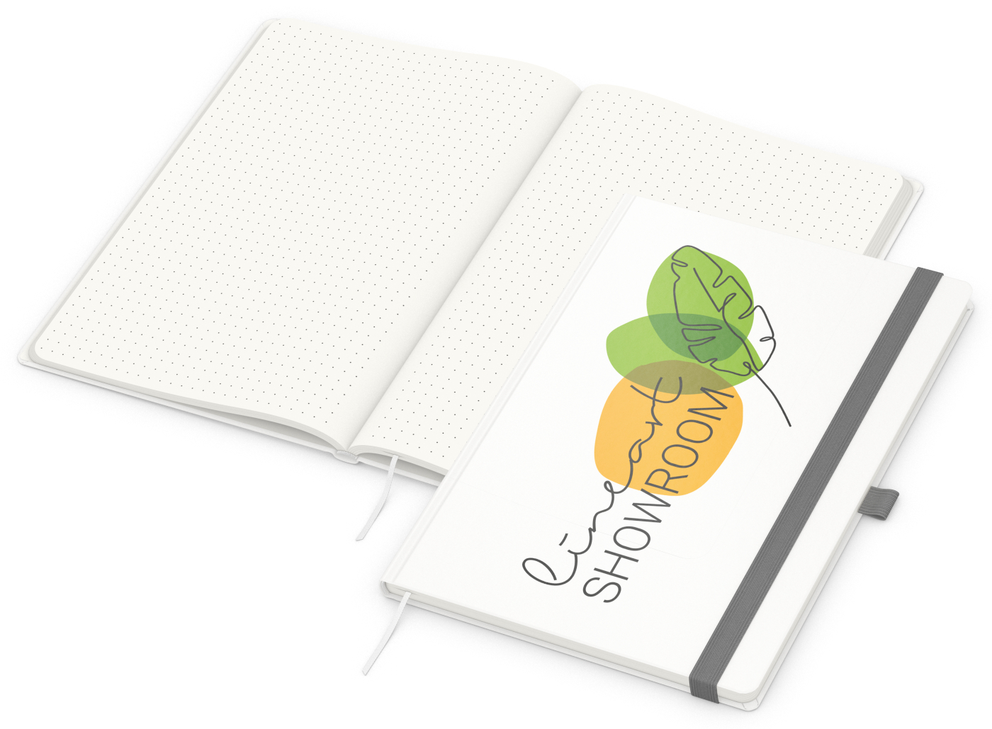 Notizbuch Match-Book RECYCLING Hardcover individuell bedruckt, DIN A4, Lineatur Punktraster, Einband-Material recyceltes Papier matt