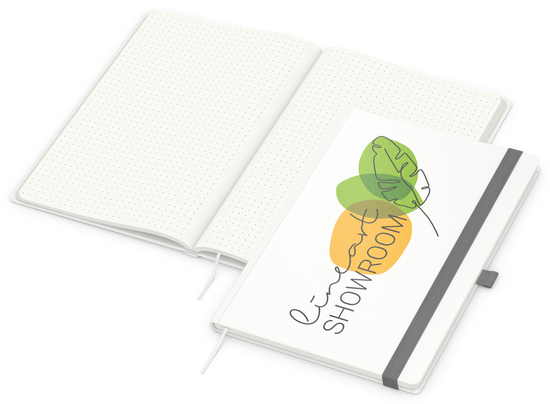 Notizbuch Match-Book RECYCLING Hardcover individuell bedruckt, DIN A4, Lineatur Punktraster, Einband-Material recyceltes Papier matt