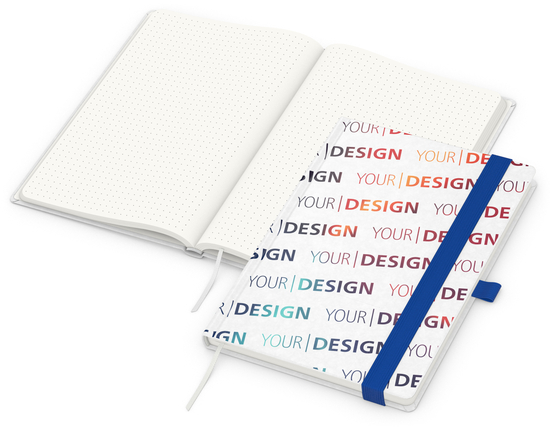 Notizbuch Match-Book RECYCLING Hardcover individuell bedruckt, DIN A5, Lineatur Punktraster, Einband-Material recyceltes Naturpapier