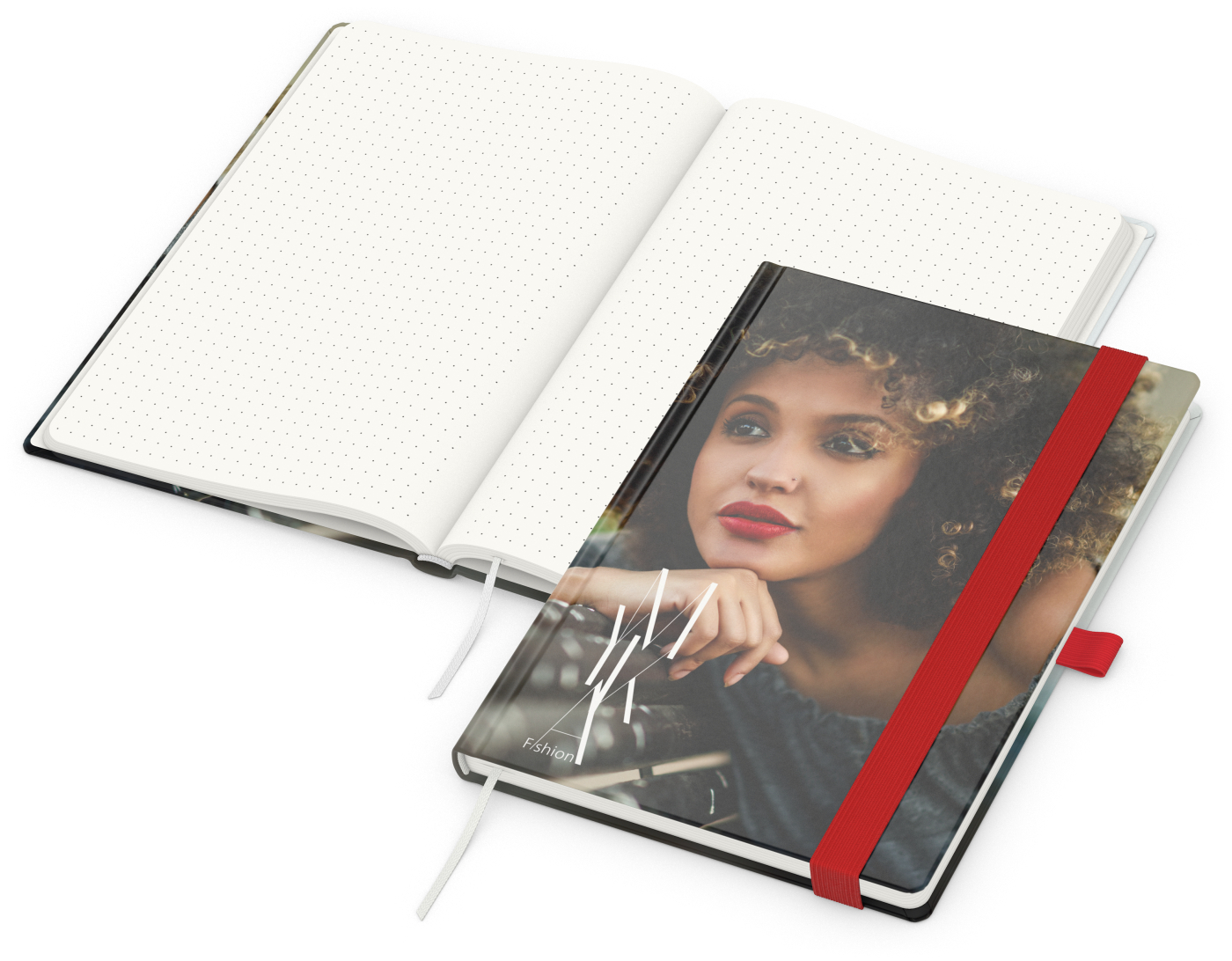 Notizbuch Match-Book RECYCLING Hardcover individuell bedruckt, DIN A5, Lineatur Punktraster, Einband-Material recyceltes Naturpapier