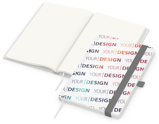 Notizbuch Match-Book RECYCLING Hardcover individuell bedruckt, DIN A5, Lineatur Punktraster, Einband-Material recyceltes Naturpapier