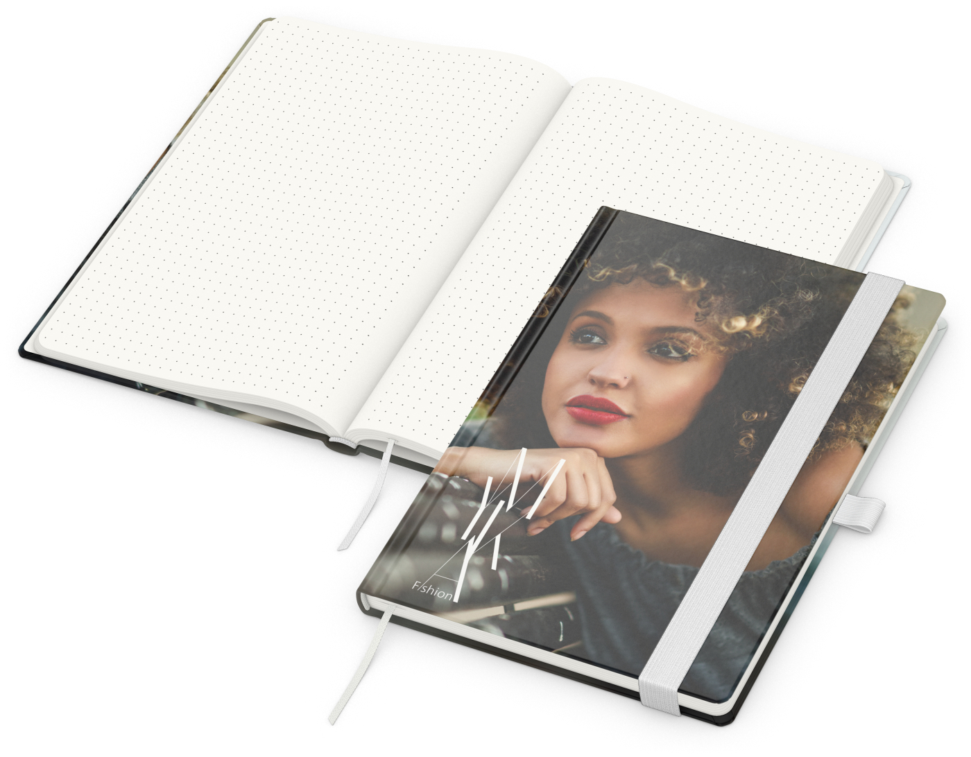 Notizbuch Match-Book RECYCLING Hardcover individuell bedruckt, DIN A5, Lineatur Punktraster, Einband-Material recyceltes Naturpapier