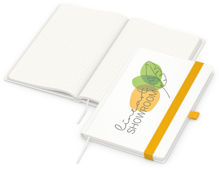 Notizbuch Match-Book RECYCLING Hardcover individuell bedruckt, DIN A5, Lineatur Punktraster, Einband-Material recyceltes Papier matt