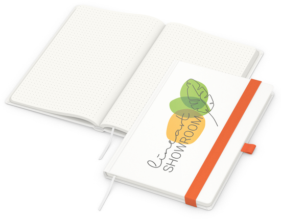 Notizbuch Match-Book RECYCLING Hardcover individuell bedruckt, DIN A5, Lineatur Punktraster, Einband-Material recyceltes Papier matt