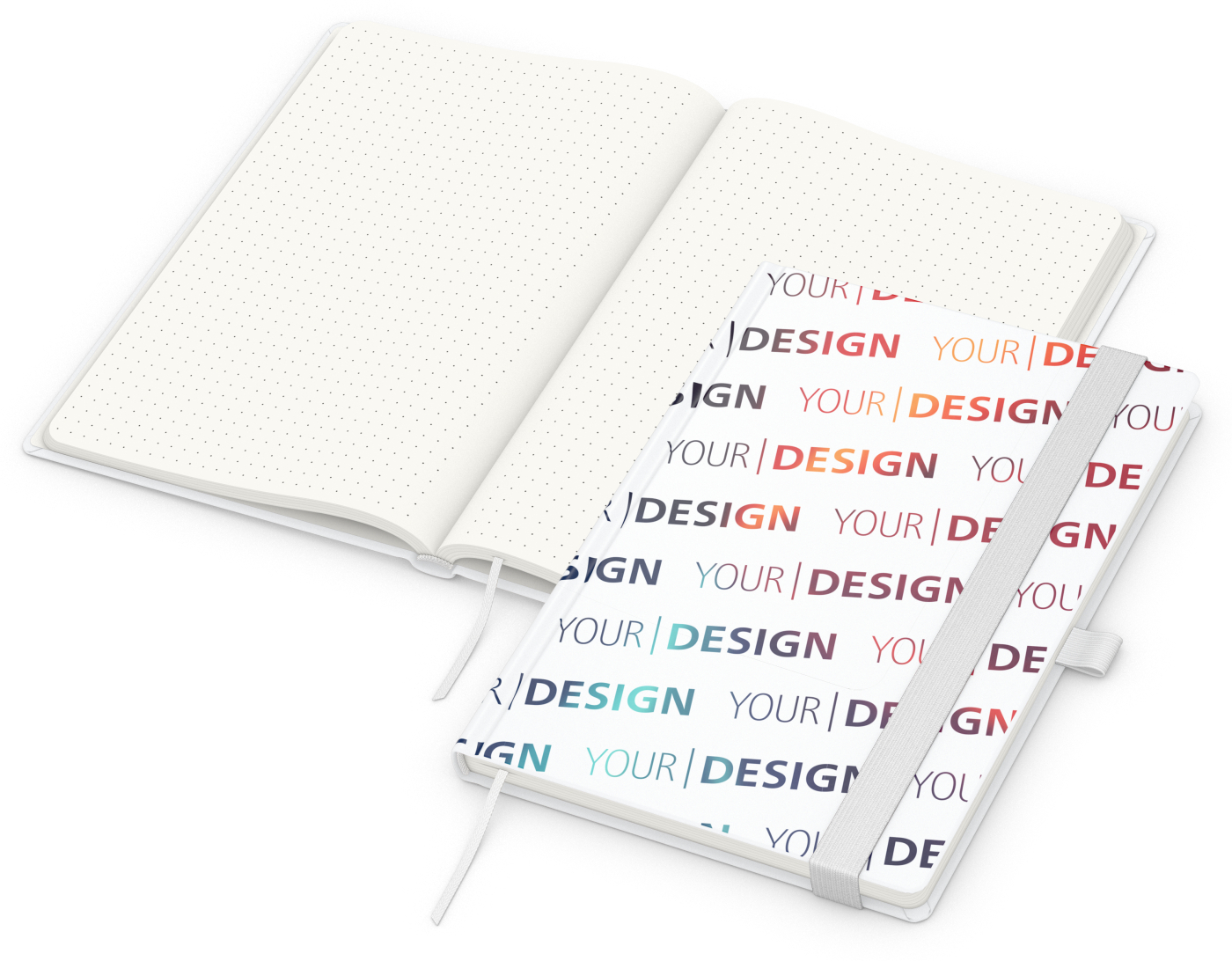 Notizbuch Match-Book RECYCLING Hardcover individuell bedruckt, DIN A5, Lineatur Punktraster, Einband-Material recyceltes Papier matt