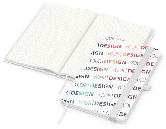 Notizbuch Match-Book RECYCLING Hardcover individuell bedruckt, DIN A5, Lineatur Punktraster, Einband-Material recyceltes Papier matt