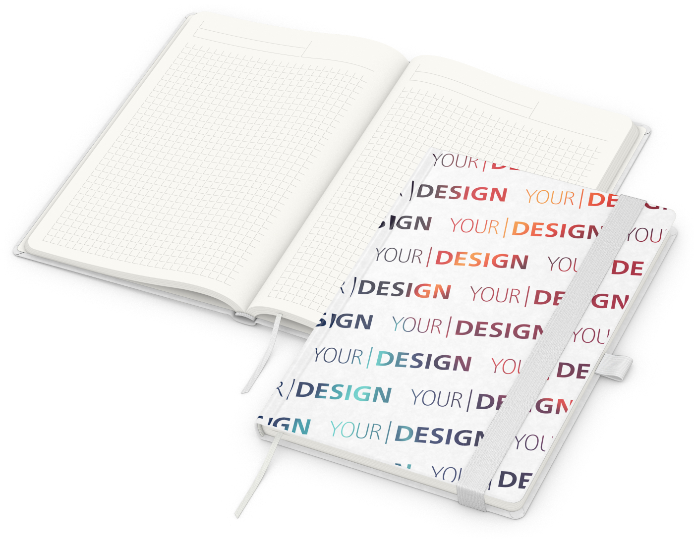 Notizbuch Match-Book RECYCLING Hardcover individuell bedruckt, DIN A5, Lineatur Winkelkaro, Einband-Material recyceltes Naturpapier