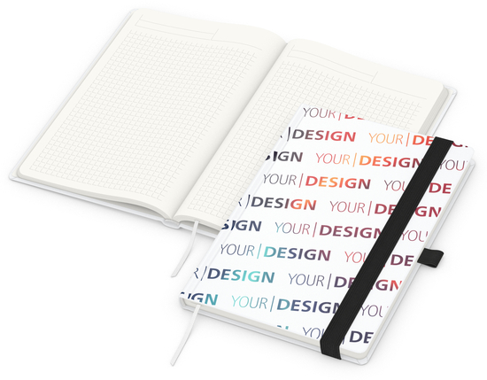 Notizbuch Match-Book RECYCLING Hardcover individuell bedruckt, DIN A5, Lineatur Winkelkaro, Einband-Material recyceltes Papier matt