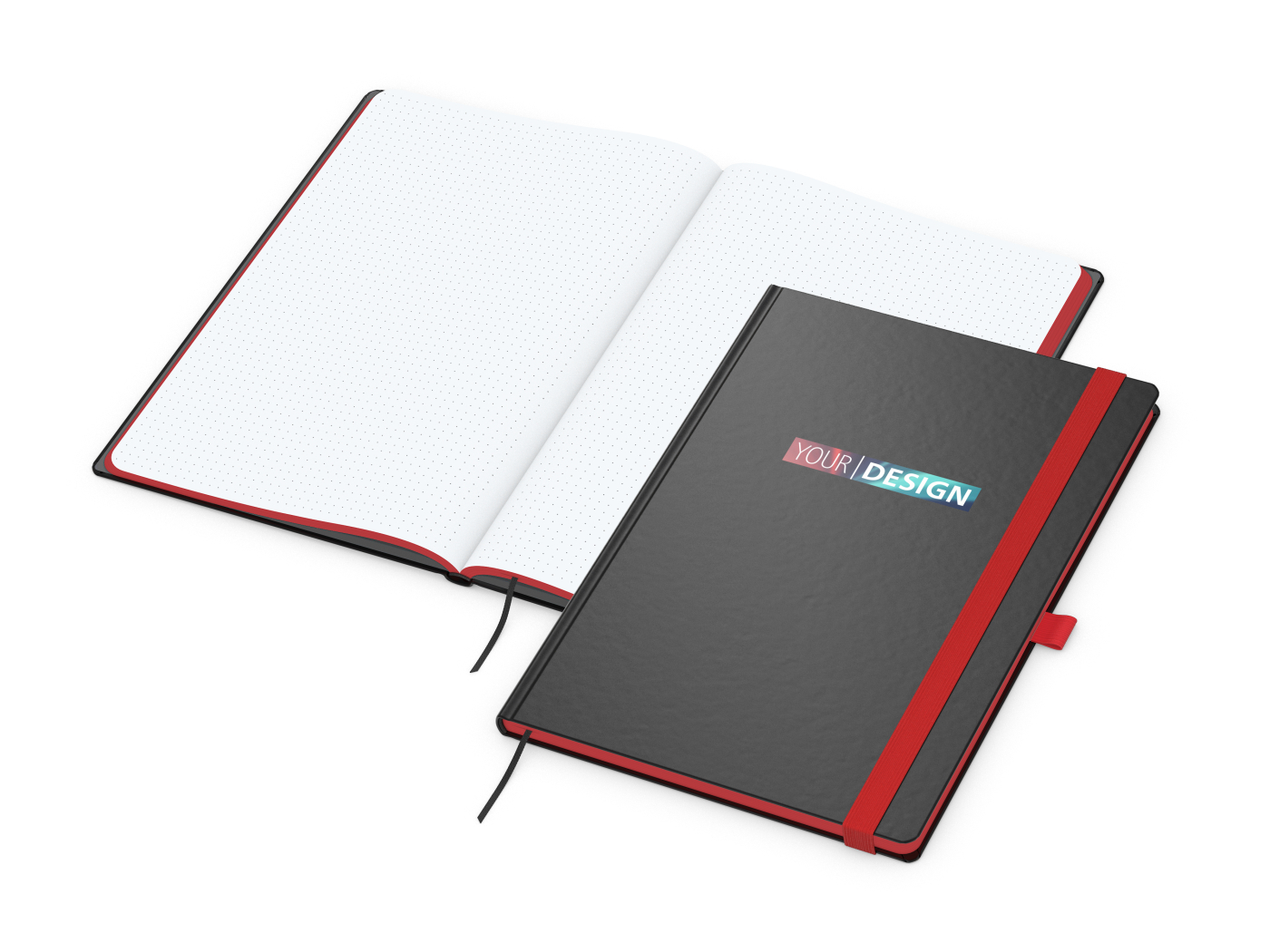 Notizbuch Hardcover Color-Book Ausstattung farbig, DIN A4, Lineatur Punktraster, Siebdruck-Digital inkl.