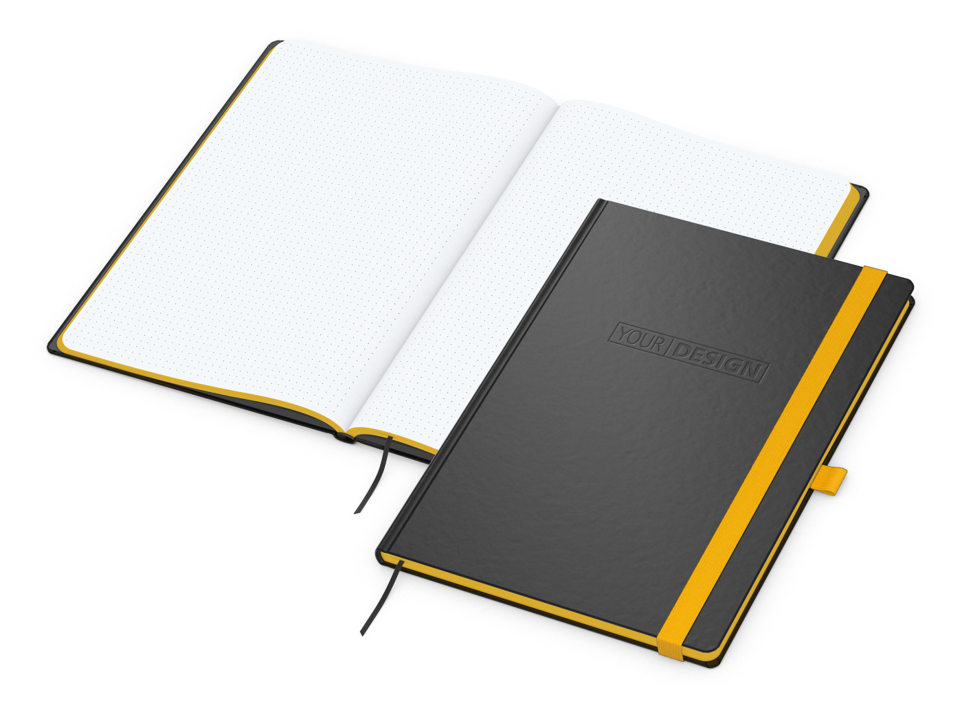 Notizbuch Hardcover Color-Book Ausstattung farbig, DIN A4, Lineatur Punktraster, Blindprägung inkl.
