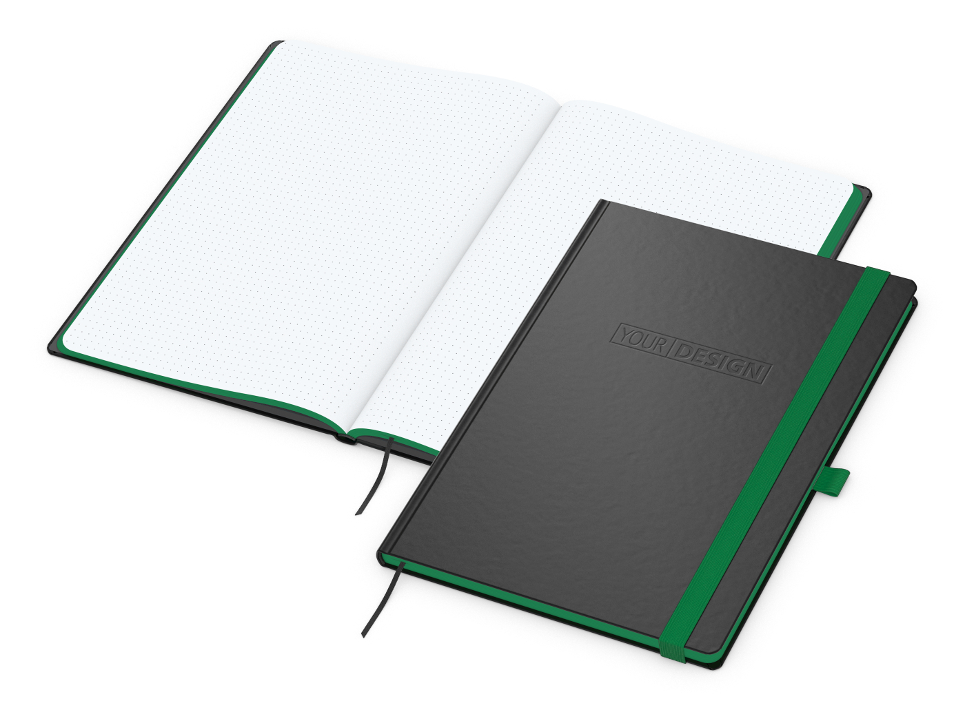 Notizbuch Hardcover Color-Book Ausstattung farbig, DIN A4, Lineatur Punktraster, Blindprägung inkl.