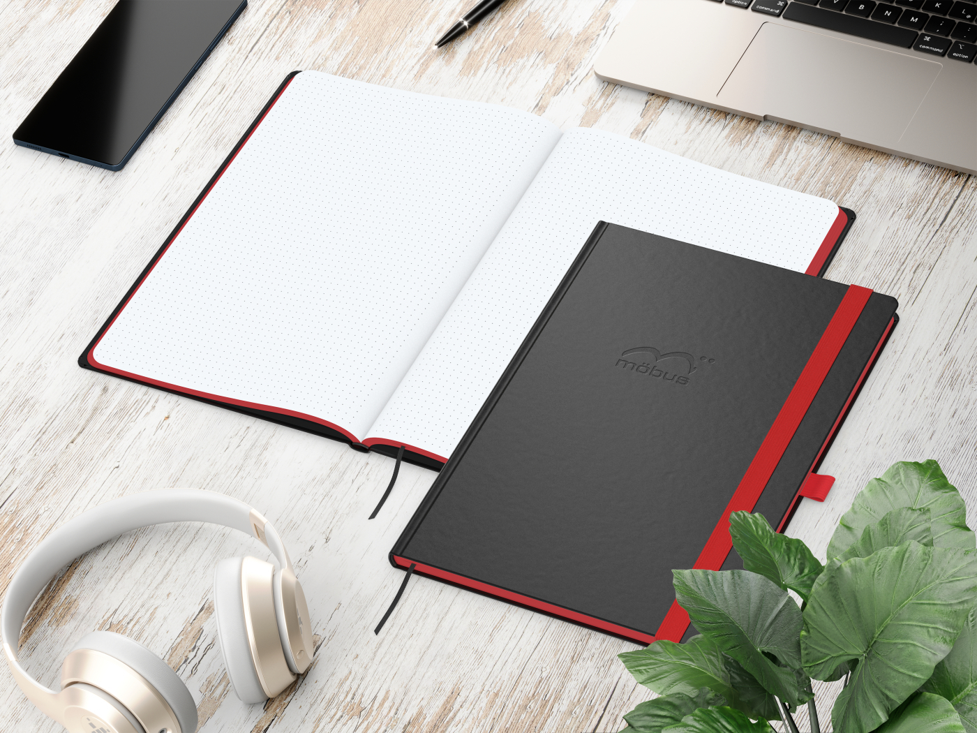 Notizbuch Hardcover Color-Book Ausstattung farbig, DIN A4, Lineatur Punktraster, Blindprägung inkl.