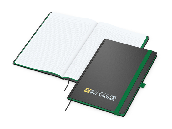 Notizbuch Hardcover Color-Book Ausstattung farbig, DIN A4, Lineatur Winkelkaro, Siebdruck-Digital inkl.