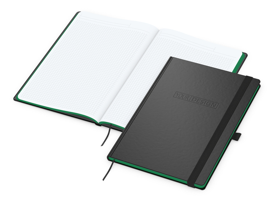 Notizbuch Hardcover Color-Book Ausstattung farbig, DIN A4, Lineatur Winkelkaro, Blindprägung inkl.
