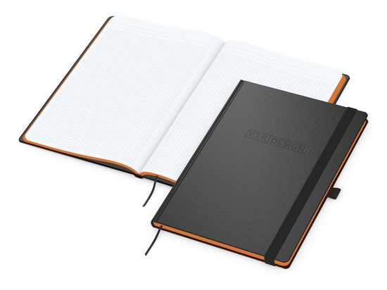 Notizbuch Hardcover Color-Book Ausstattung farbig, DIN A4, Lineatur Winkelkaro, Blindprägung inkl.