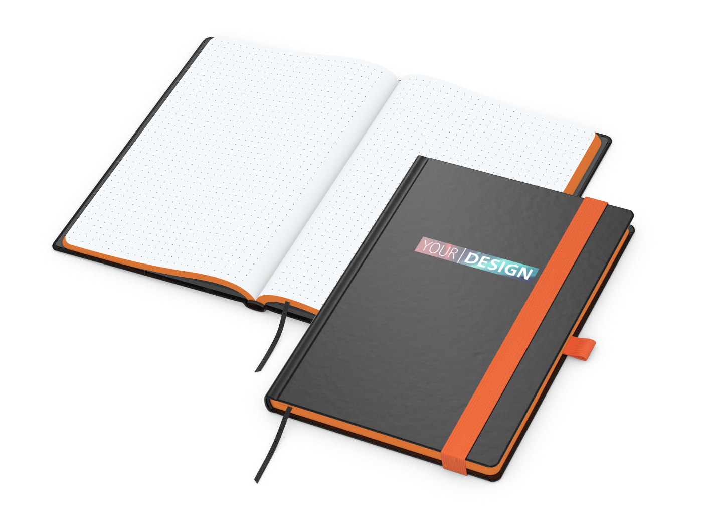 Notizbuch Hardcover Color-Book Ausstattung farbig, DIN A5, Lineatur Punktraster, Siebdruck-Digital inkl.
