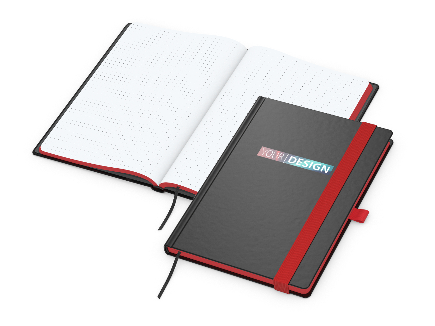Notizbuch Hardcover Color-Book Ausstattung farbig, DIN A5, Lineatur Punktraster, Siebdruck-Digital inkl.
