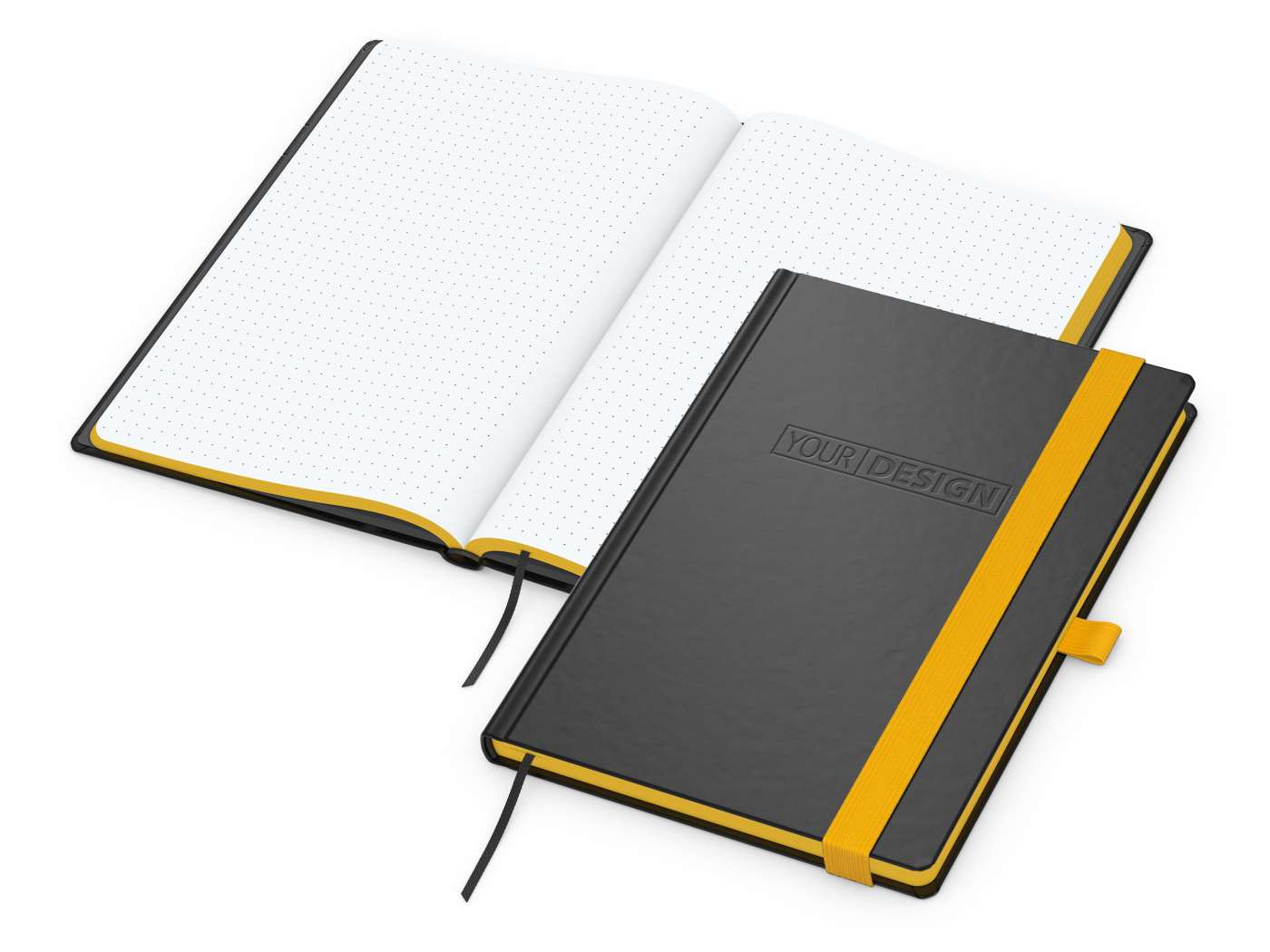 Notizbuch Hardcover Color-Book Ausstattung farbig, DIN A5, Lineatur Punktraster, Blindprägung inkl.