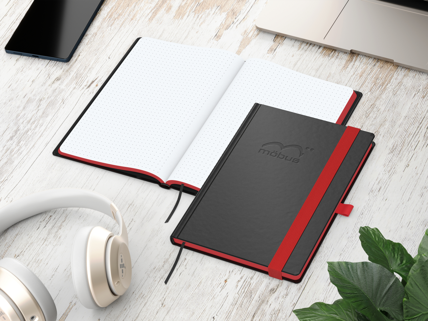 Notizbuch Hardcover Color-Book Ausstattung farbig, DIN A5, Lineatur Punktraster, Blindprägung inkl.
