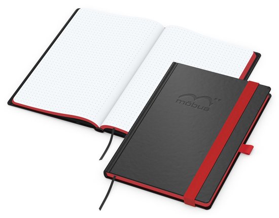Notizbuch Hardcover Color-Book Ausstattung farbig, DIN A5, Lineatur Punktraster, Blindprägung inkl.