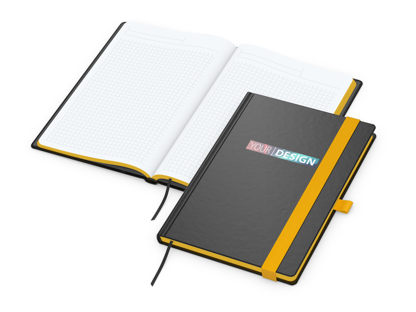 Notizbuch Hardcover Color-Book Ausstattung farbig, DIN A5, Lineatur Winkelkaro, Siebdruck-Digital inkl.