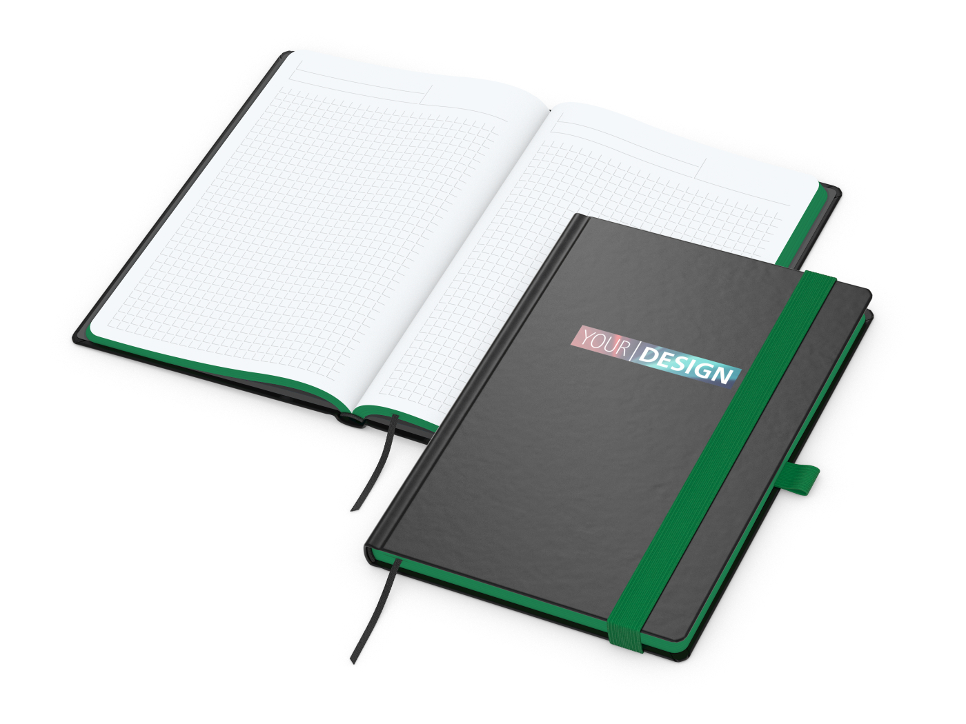 Notizbuch Hardcover Color-Book Ausstattung farbig, DIN A5, Lineatur Winkelkaro, Siebdruck-Digital inkl.