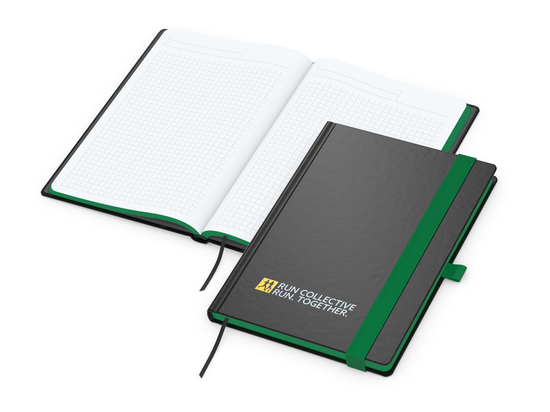 Notizbuch Hardcover Color-Book Ausstattung farbig, DIN A5, Lineatur Winkelkaro, Siebdruck-Digital inkl.