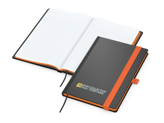 Notizbuch Hardcover Color-Book Ausstattung farbig, DIN A5, Lineatur Winkelkaro, Siebdruck-Digital inkl.