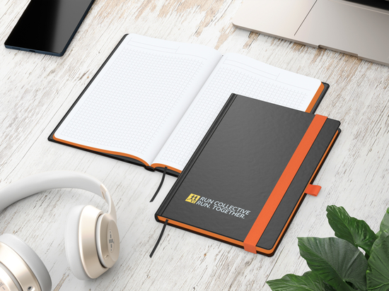 Notizbuch Hardcover Color-Book Ausstattung farbig, DIN A5, Lineatur Winkelkaro, Siebdruck-Digital inkl.