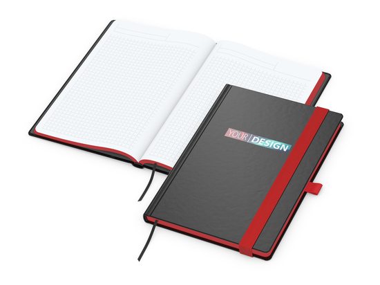 Notizbuch Hardcover Color-Book Ausstattung farbig, DIN A5, Lineatur Winkelkaro, Siebdruck-Digital inkl.