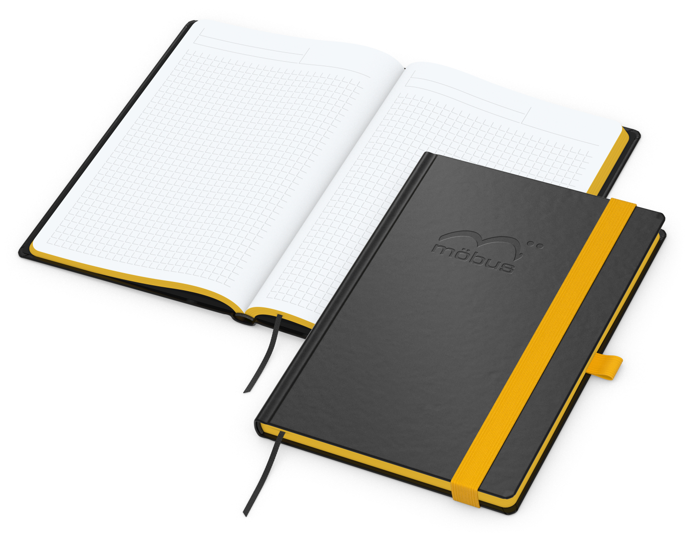 Notizbuch Hardcover Color-Book Ausstattung farbig, DIN A5, Lineatur Winkelkaro, Blindprägung inkl.
