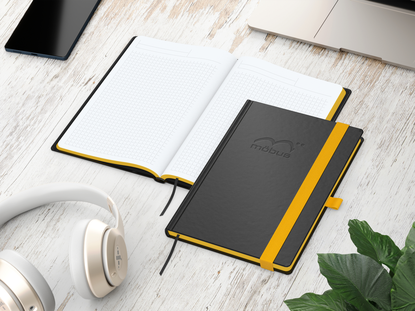 Notizbuch Hardcover Color-Book Ausstattung farbig, DIN A5, Lineatur Winkelkaro, Blindprägung inkl.