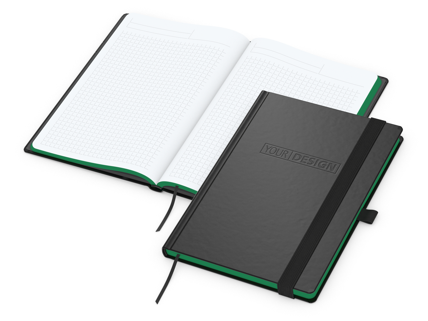 Notizbuch Hardcover Color-Book Ausstattung farbig, DIN A5, Lineatur Winkelkaro, Blindprägung inkl.