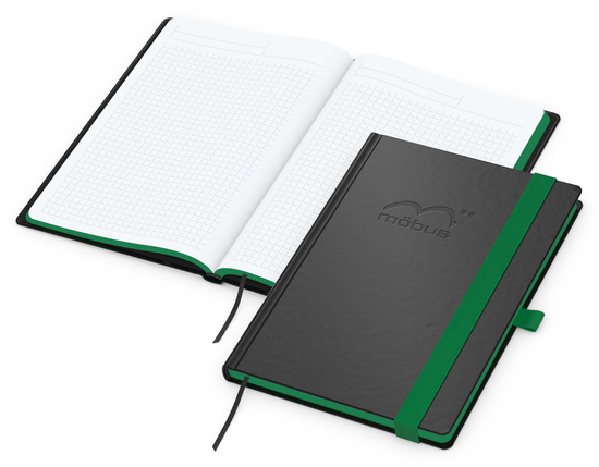 Notizbuch Hardcover Color-Book Ausstattung farbig, DIN A5, Lineatur Winkelkaro, Blindprägung inkl.
