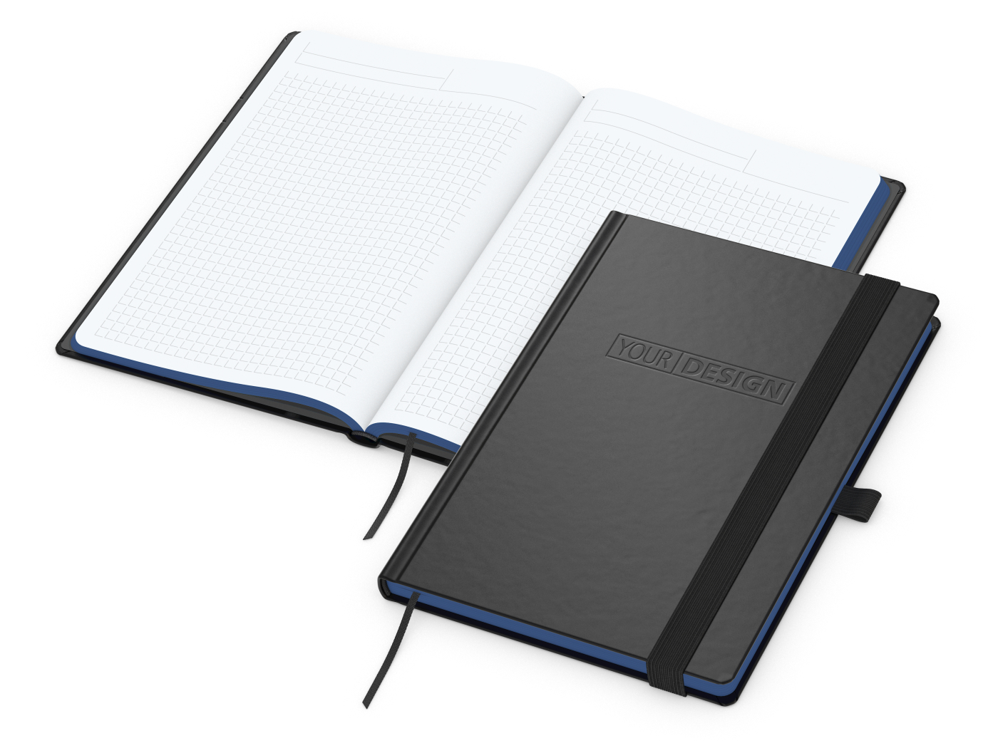 Notizbuch Hardcover Color-Book Ausstattung farbig, DIN A5, Lineatur Winkelkaro, Blindprägung inkl.