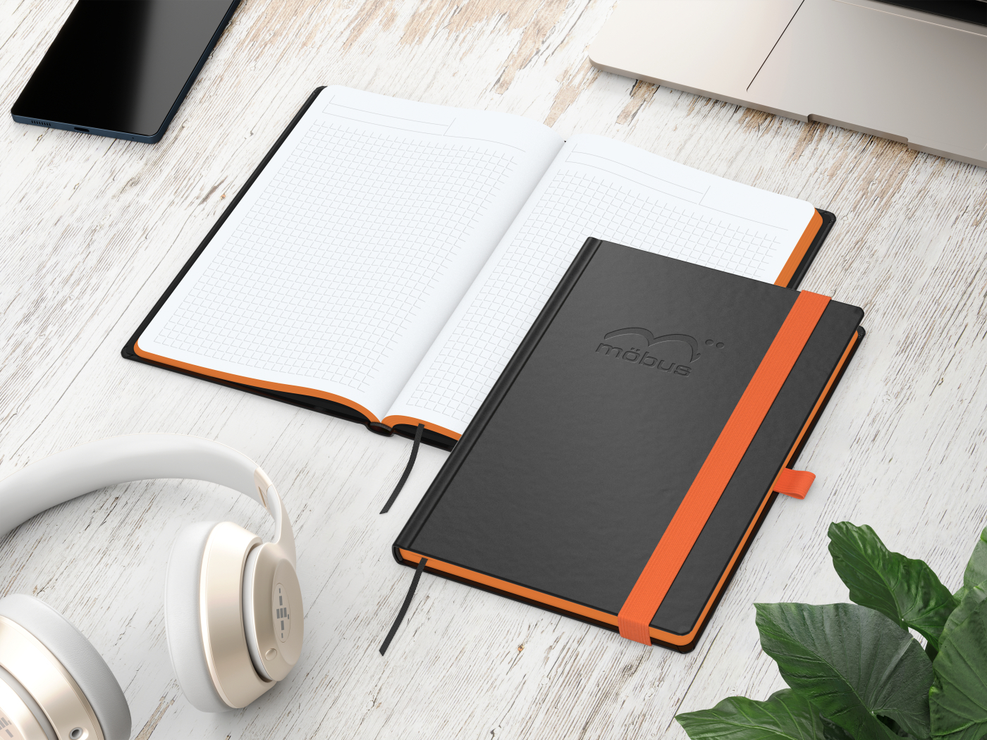 Notizbuch Hardcover Color-Book Ausstattung farbig, DIN A5, Lineatur Winkelkaro, Blindprägung inkl.