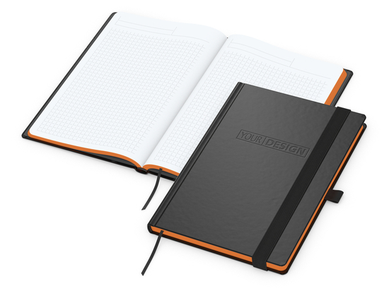 Notizbuch Hardcover Color-Book Ausstattung farbig, DIN A5, Lineatur Winkelkaro, Blindprägung inkl.